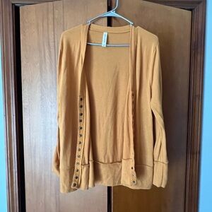 Zenana Outfitters Yellow Cardigan Sweater V-Neck Knit